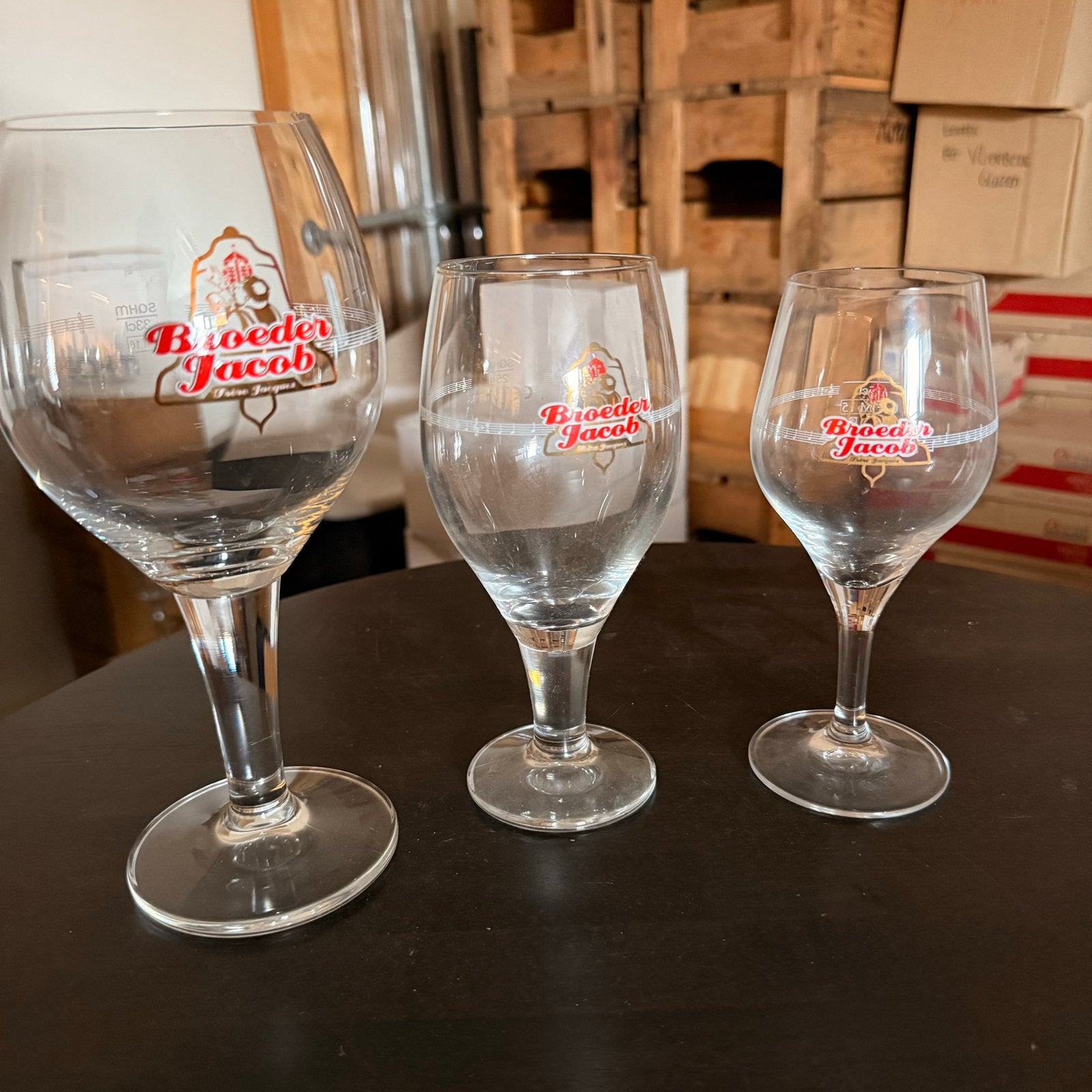 Bierglazen Broeder Jacob (nieuw in doos) diverse maten, Verzamelen, Ophalen, Nieuw