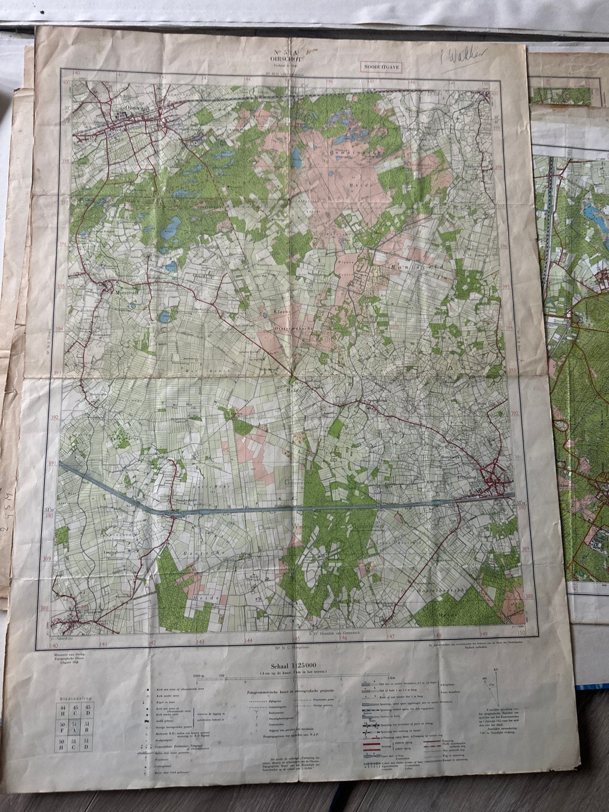 Oude landkaart Oirschot, schaal 1:25000, Boeken, Gelezen, Ophalen of Verzenden, Landkaart, 1800 tot 2000