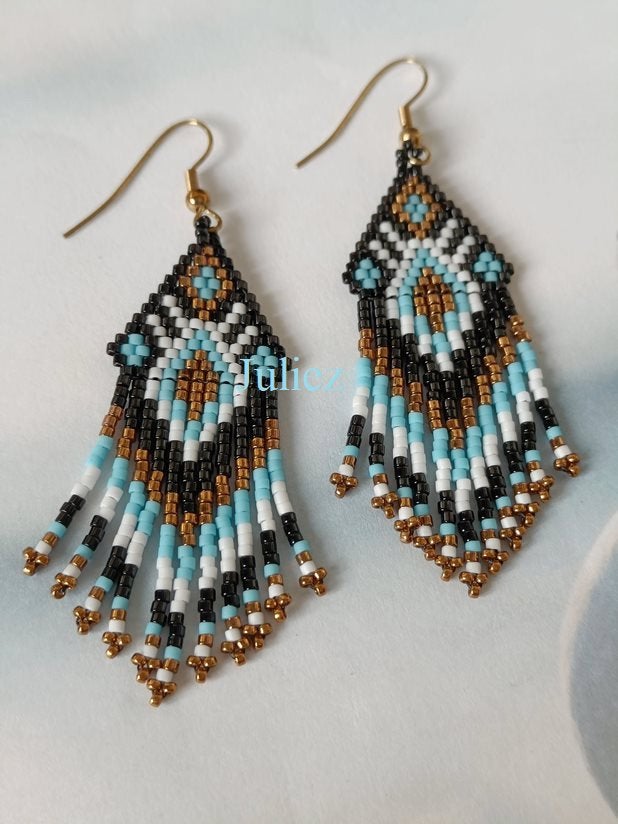 Native American fringe oorbellen "Juliez Handmade", Hangers, Overige kleuren, Nieuw, Ophalen of Verzenden