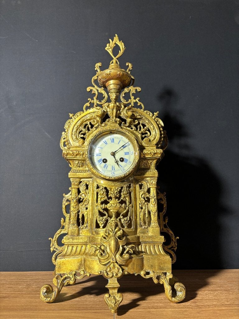 (47) Antieke Franse Bronzen Pendule Regency Stijl ca.1890, Antiek en Kunst, Ophalen of Verzenden