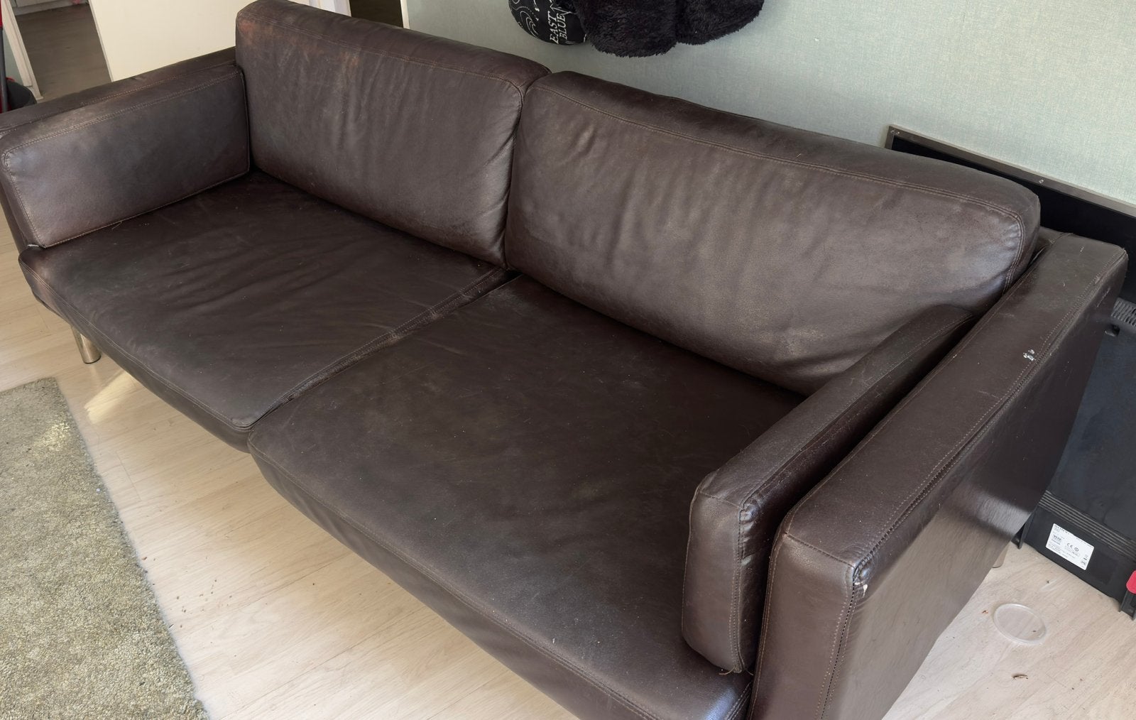 IKEA leren 3-zitsbank – donkerbruin, Ophalen, Gebruikt, 75 tot 100 cm, Leer
