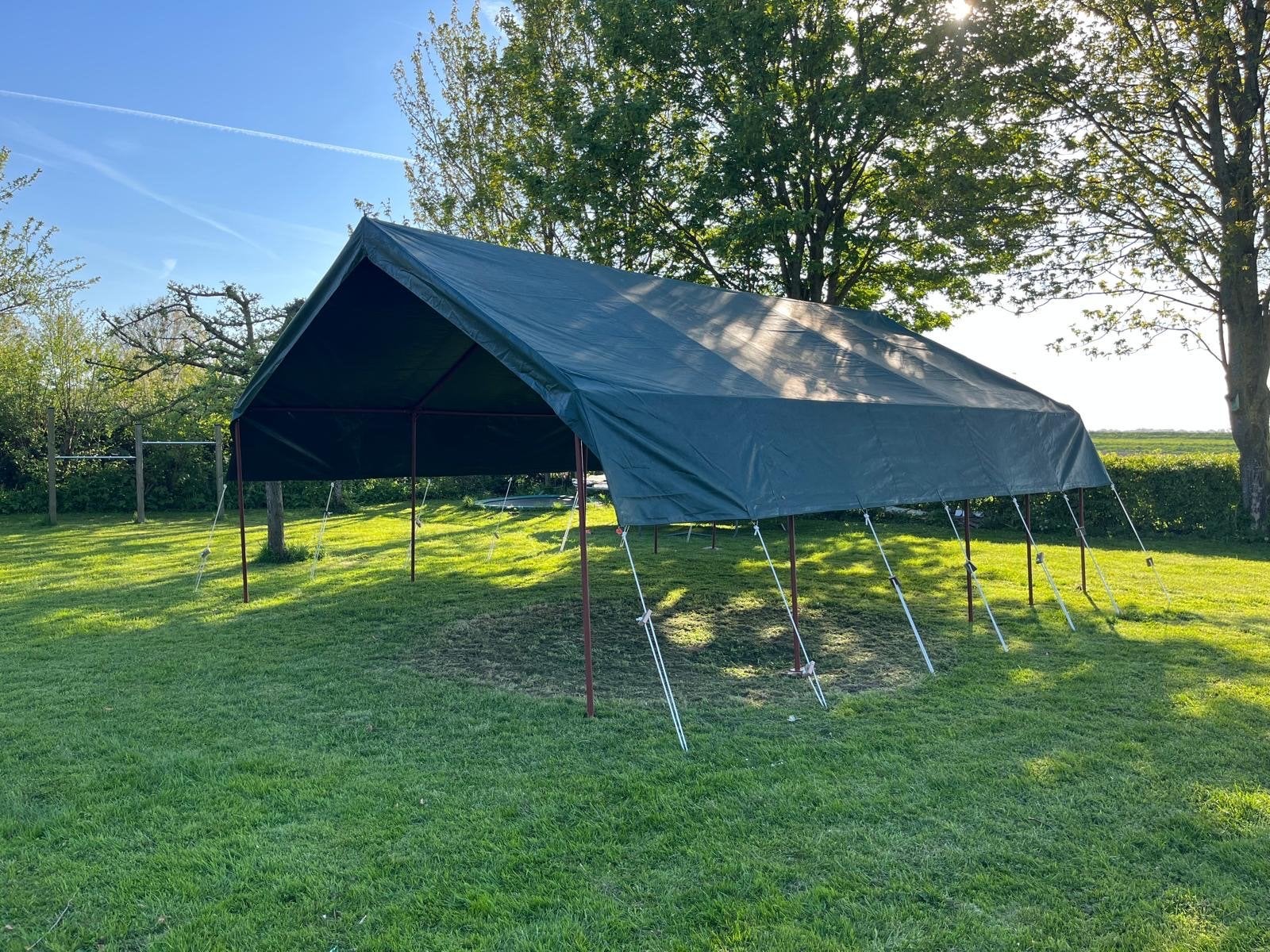 Safaritent 5x7m met stalen frame (excl. binnentent), Caravans en Kamperen, Ophalen, Gebruikt