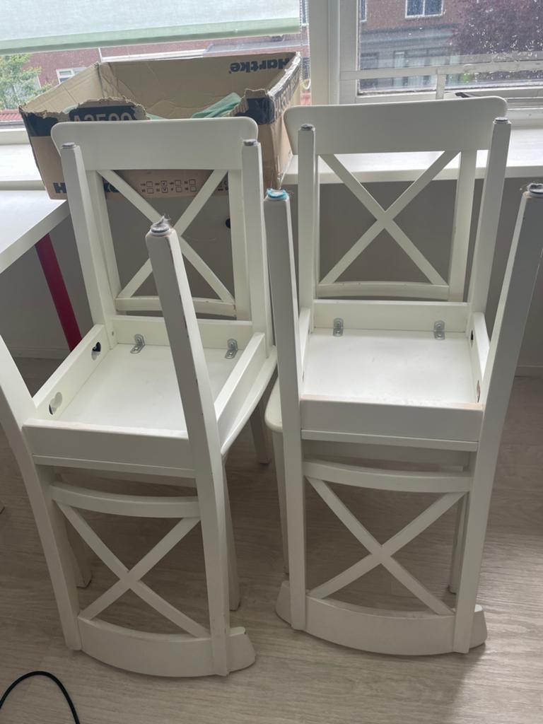 Gratis af te halen: 4 Stoelen  (IKEA ), Ophalen, Overige materialen, Gebruikt, Wit