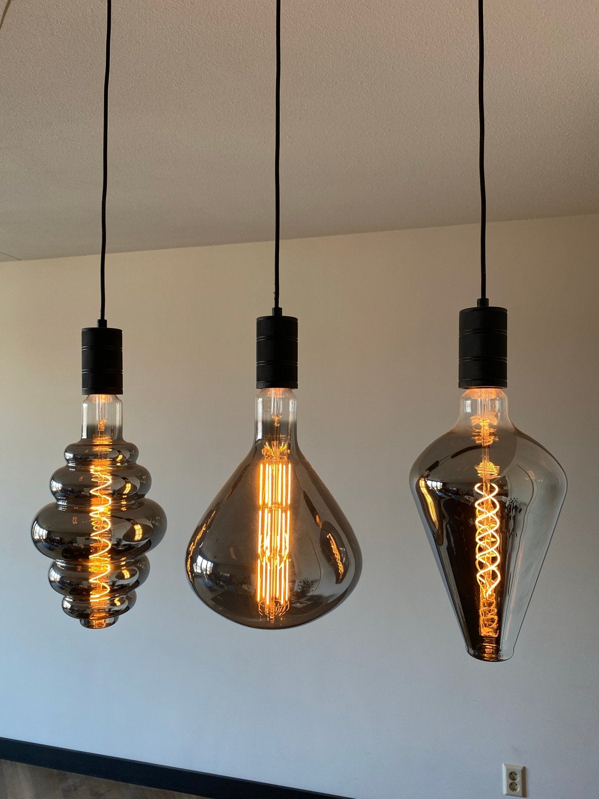 Hanglamp met 3 smoke glas bollen, Ophalen, Modern, Minder dan 50 cm, Glas