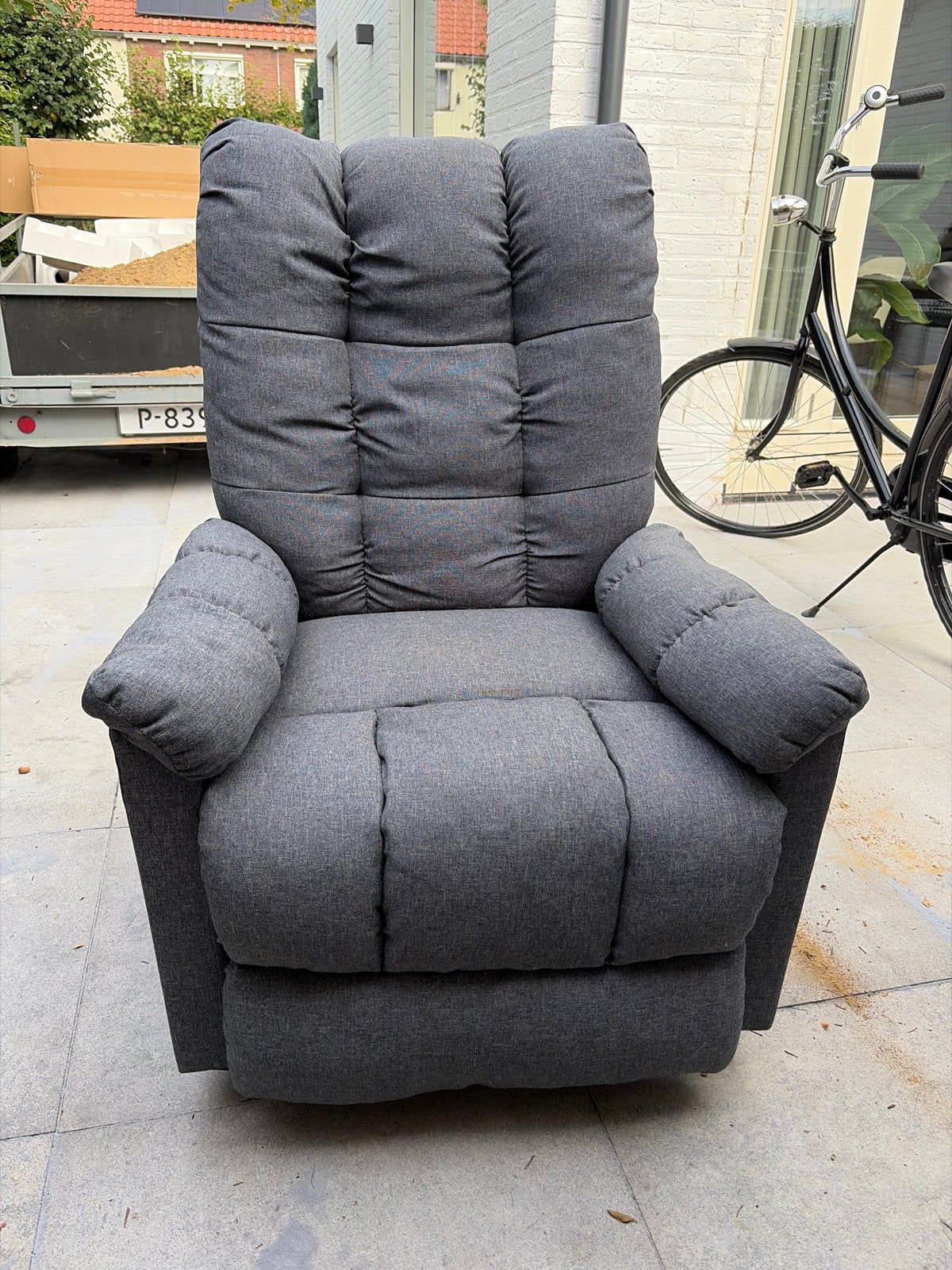 Comfortabele grijze relaxfauteuil, Gebruikt, Minder dan 75 cm, Ophalen of Verzenden, 75 tot 100 cm