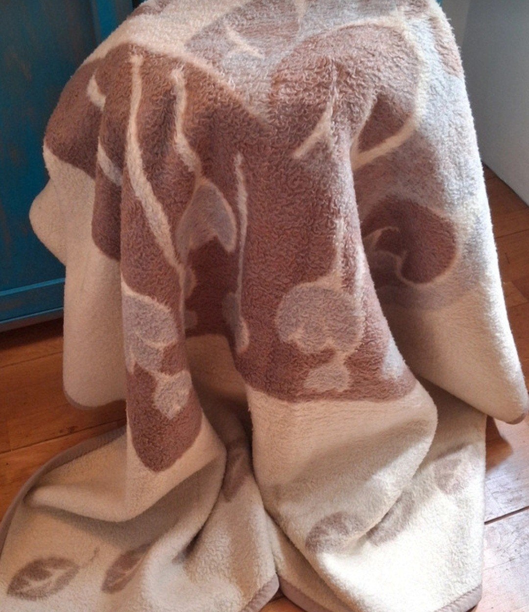 Vintage Bayer deken camel beige 195 x 145 cm, Gebruikt, 150 tot 200 cm, Vintage, 200 cm of meer