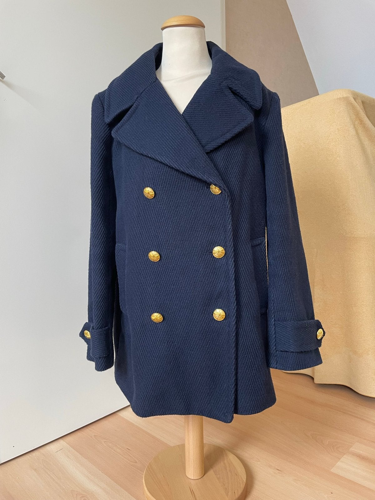 Sissy-Boy Caban Winterjas Blauw met Koperkleurige Knopen, Ophalen of Verzenden, Gedragen, Maat 38/40 (M), Blauw
