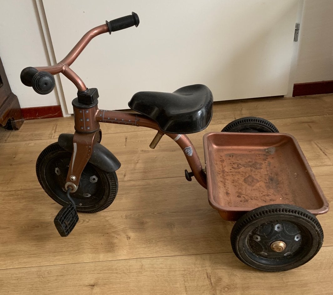 Gebruikt metaal kinderfietsje driewieler met kiepbakje, Fietsen en Brommers, Fietsen | Driewielers, Ophalen, Gebruikt