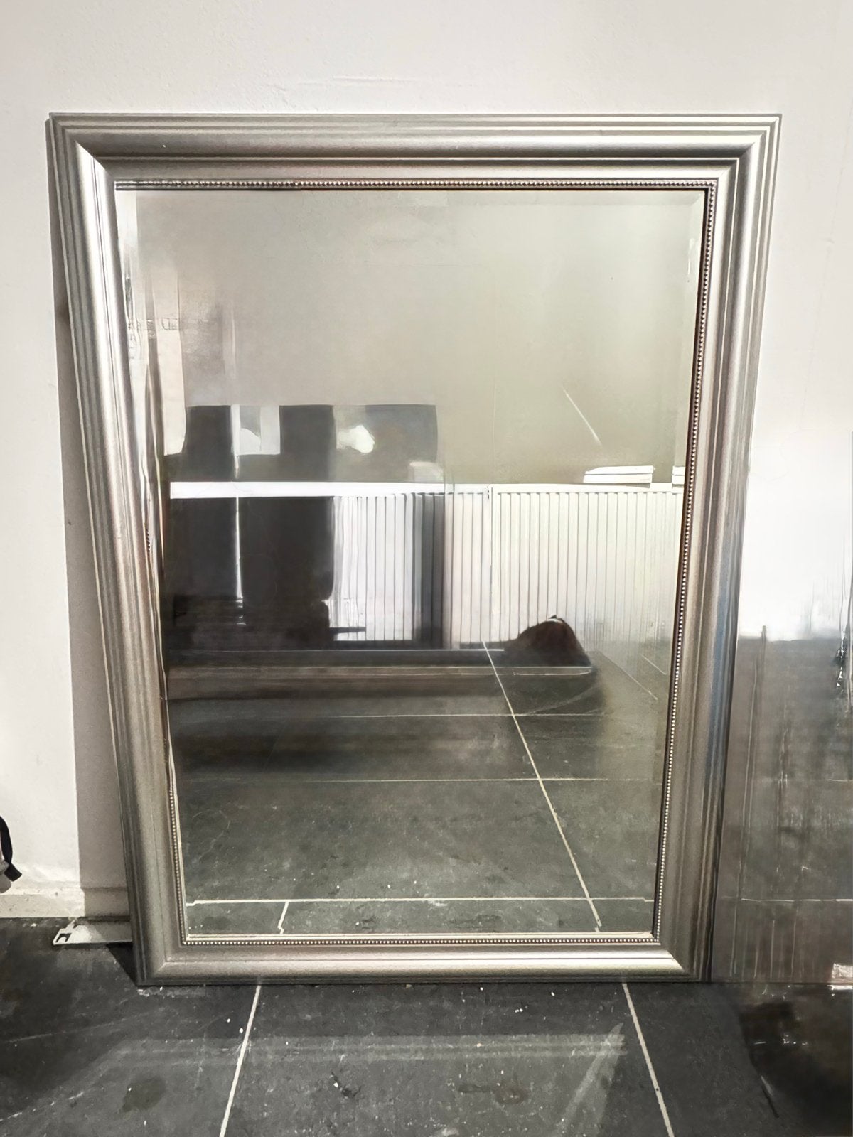 Grote design spiegel 94  130 cm, Ophalen, Gebruikt, 75 tot 100 cm, 150 tot 200 cm