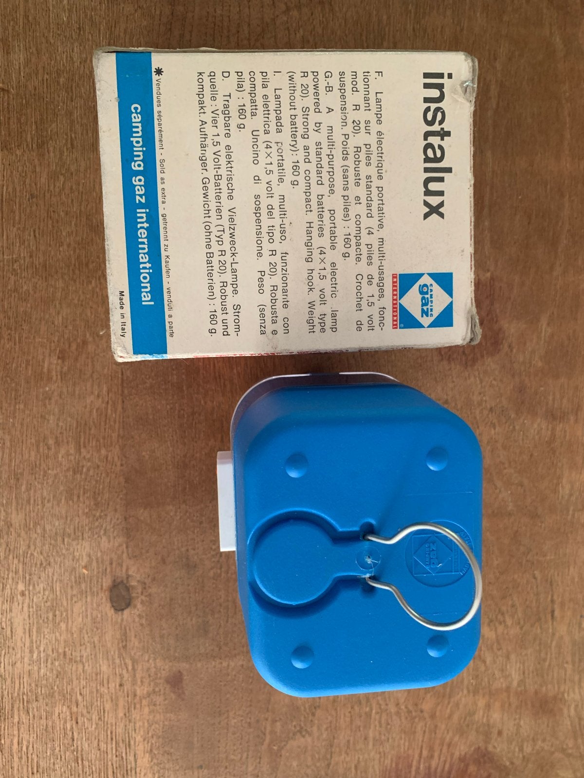 Vintage Campingaz International Instalux lamp op batterij, Ophalen of Verzenden, Gebruikt
