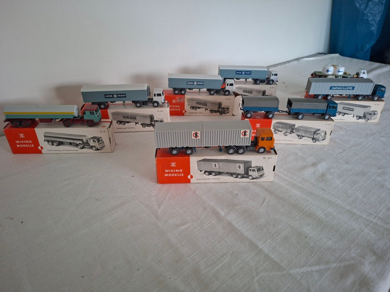 8 oude Wiking modellen in doosjes, Ophalen of Verzenden, Bus of Vrachtwagen, Wiking