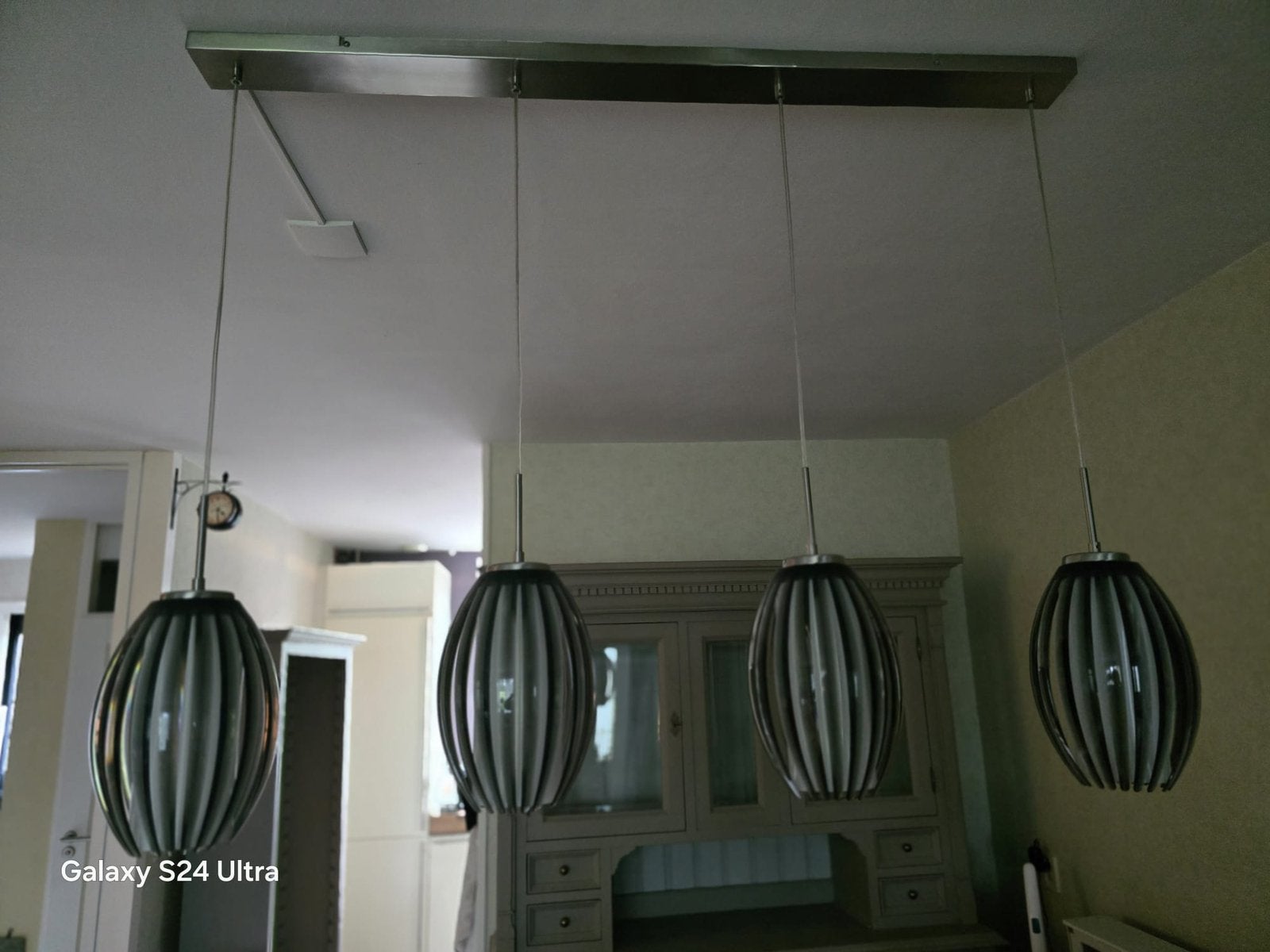 Plafond hanglamp, Ophalen of Verzenden, Gebruikt, Glas, Modern