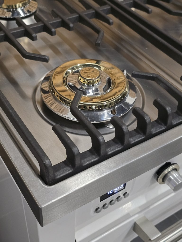 Luxe Boretti Fornuis 90cm wit + rvs 6 pits 300 oven, Niet ingevuld, 60 cm of meer, Niet ingevuld, Ophalen of Verzenden