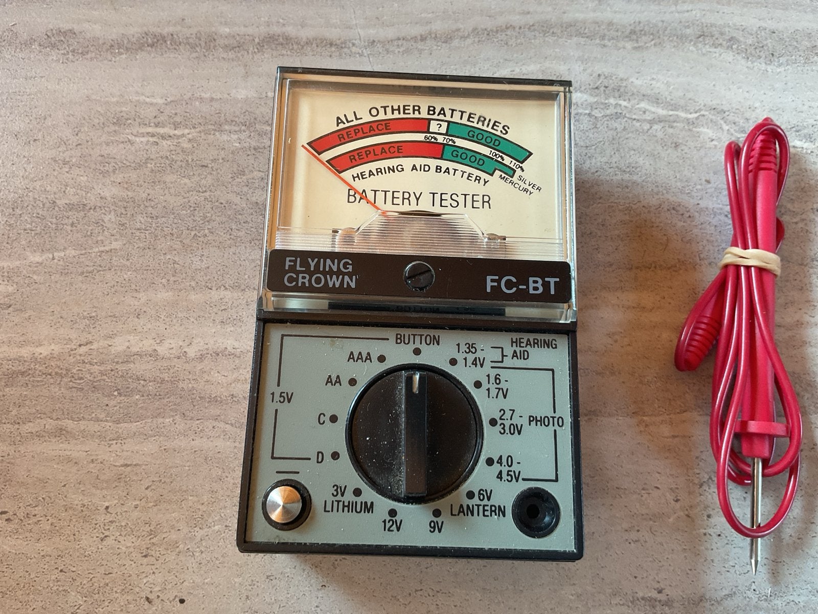 Flying Crown FC-BT Batterij Tester met meetsnoeren, Ophalen of Verzenden, Gebruikt, Elektriciteit