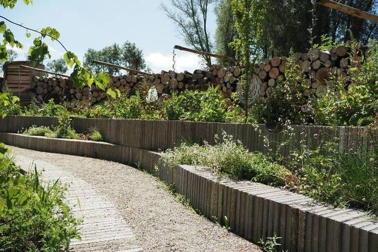 25m2 gratis stoeptegels, staan al op pallets!, Tuin en Terras, Tegels en Klinkers, Ophalen, Gebruikt, 10 m² of meer, Beton
