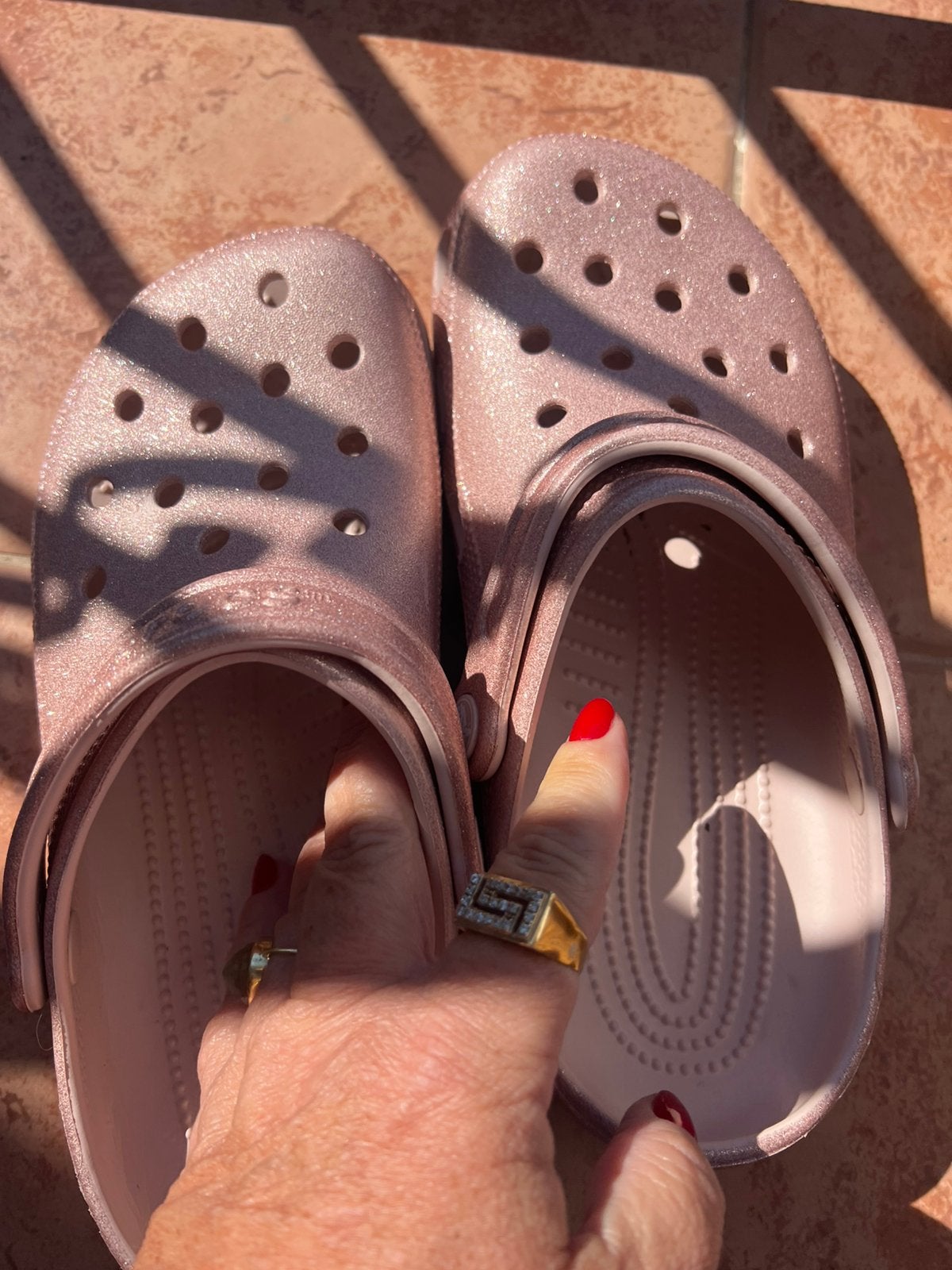 Crocs - Crocs quartz glitter clogs m6 w8 38-39, Ophalen of Verzenden, Zo goed als nieuw, Instappers