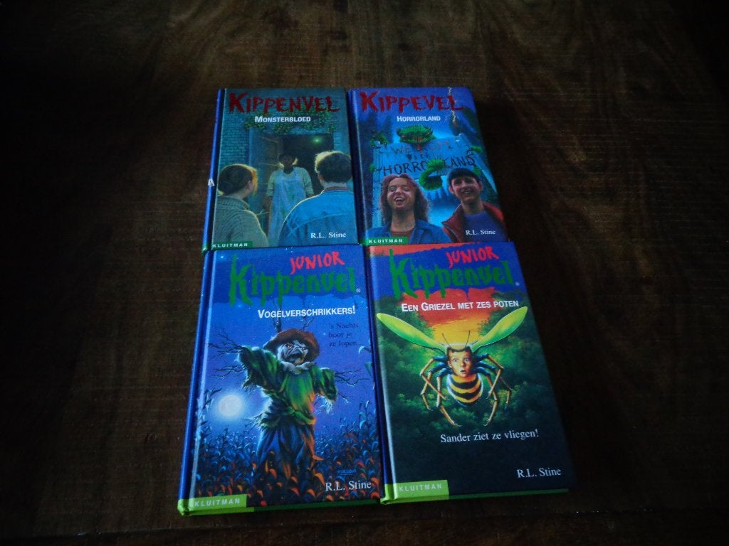 R.L. Stine, 4 Kippenvel boeken, uitgever Kluitman, Gelezen, Ophalen of Verzenden, Fictie, R.L. Stine