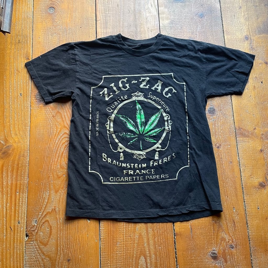 Vintage Zig-Zag Braunstein Frères T-shirt L A-328, Maat 52/54 (L), Verzenden, Zwart, Onbekend