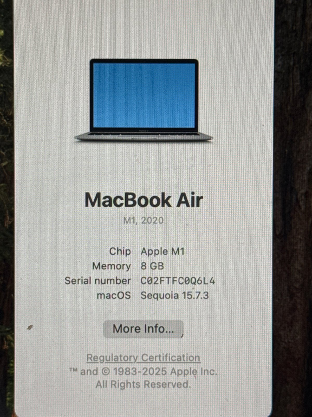 MacBook Air M1 2020 - 8GB RAM - 10/8 Cosmetic, Ophalen, 256 GB, Qwerty, 8 GB