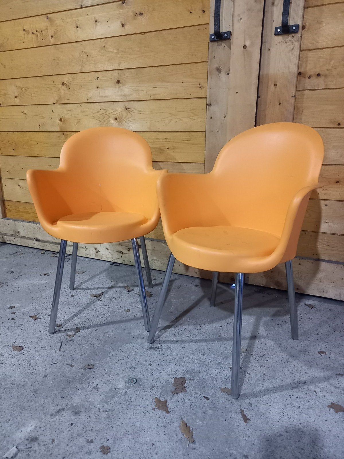 2 Oranje WK stoelen Kunststof Buitenstoelen, Ophalen, Kunststof, Gebruikt, Twee