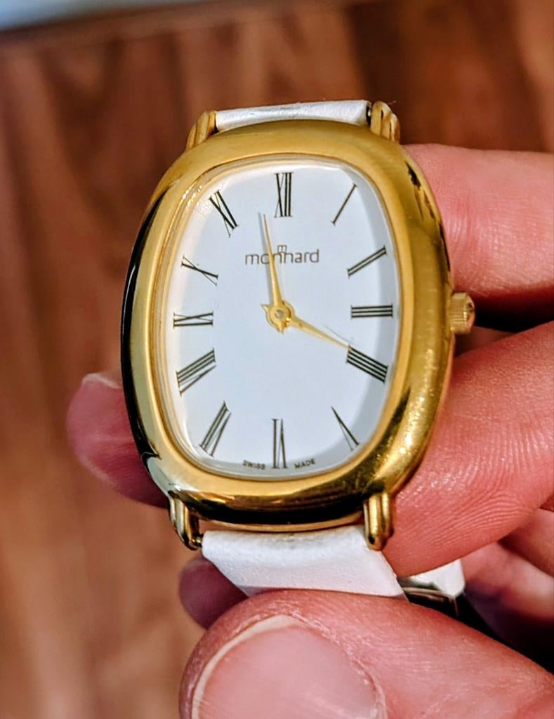 Monhard Polshorloge unisex met extra bandje, Ophalen of Verzenden, Zo goed als nieuw, Leer, Overige merken