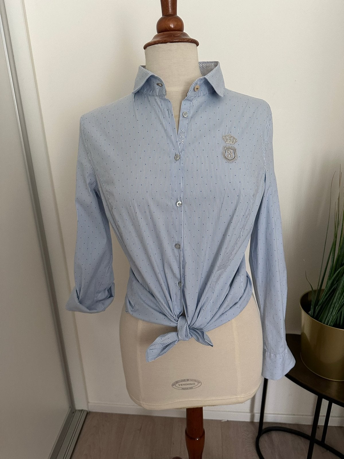L'Argentina overhemd met borduursels en stretch mt 40, Ophalen of Verzenden, Nieuw, Maat 38/40 (M), Blauw
