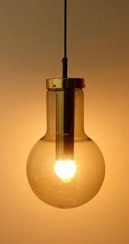 2x Raak Amsterdam  Frank Ligtelijn hanglamp model B-1259, Ophalen, E27 (groot), Zo goed als nieuw, Glas