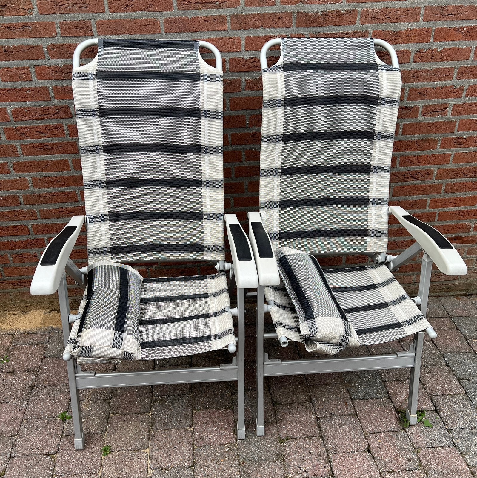 2 camping/tuinstoelen verstelbaar, Ophalen, Gebruikt, Campingstoel
