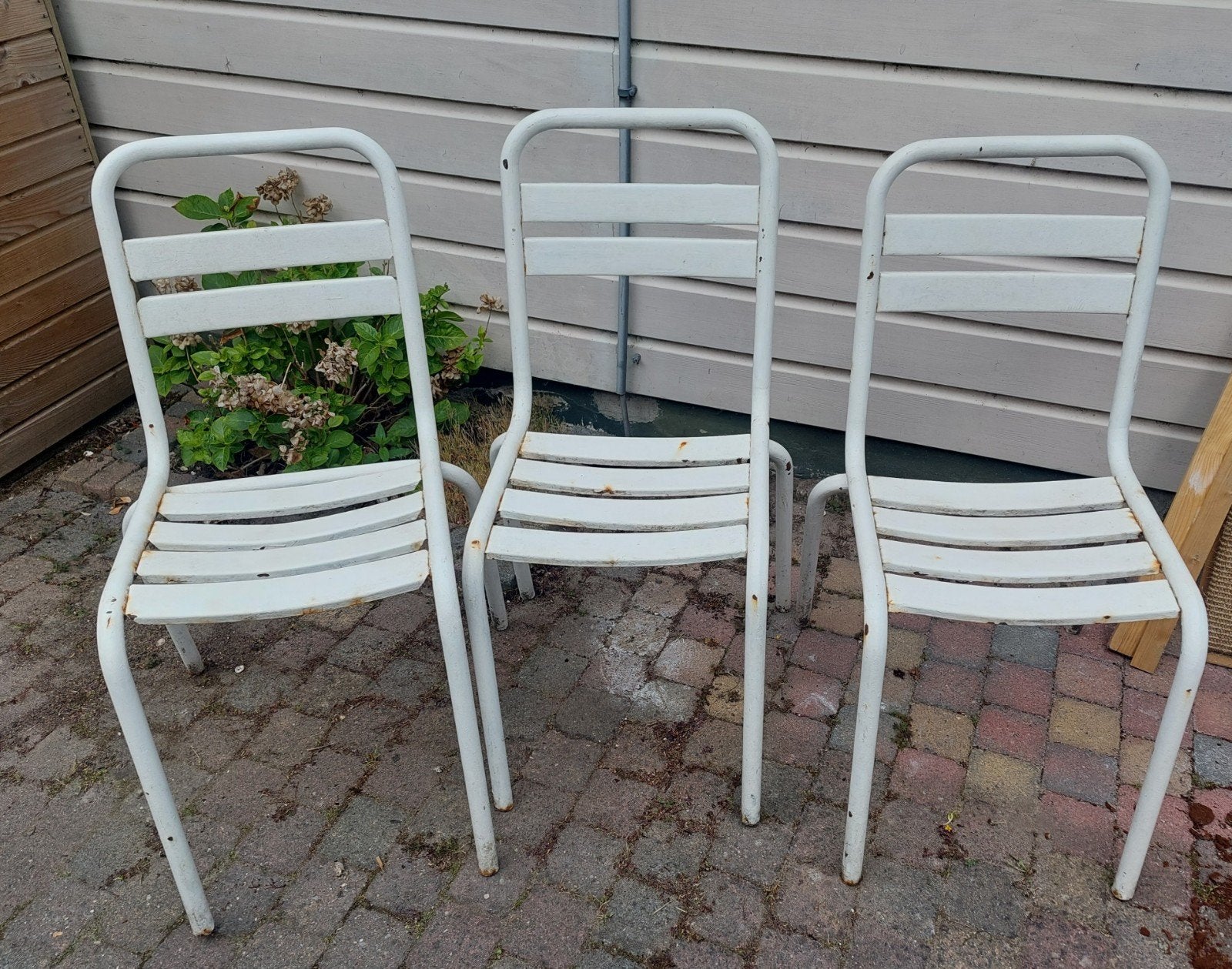 Jaren 50 terrasstoeltjes, Ophalen of Verzenden, Gebruikt, Metaal, Stapelbaar