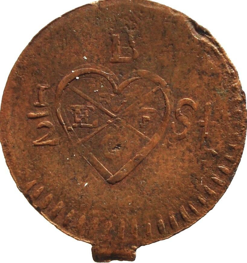 Nederlands-Indië - Java 0,5 stuiver 1814 (lees!), Ophalen of Verzenden, Zuidoost-Azië, Losse munt