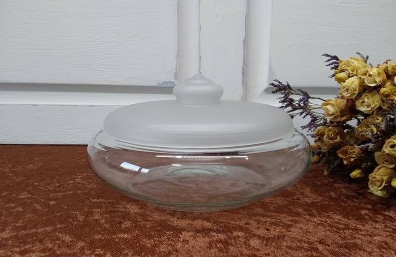Leerdam vintage glazen koekjespot, Antiek en Kunst, Antiek | Glas en Kristal, Ophalen of Verzenden