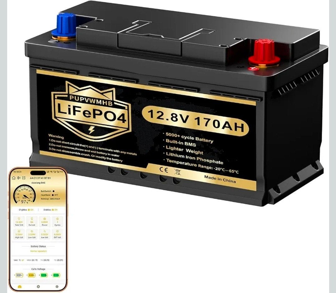 LiFePO4 Accu 12.8V 170AH met Bluetooth BMS en Bluetooth, Ophalen of Verzenden, Nieuw