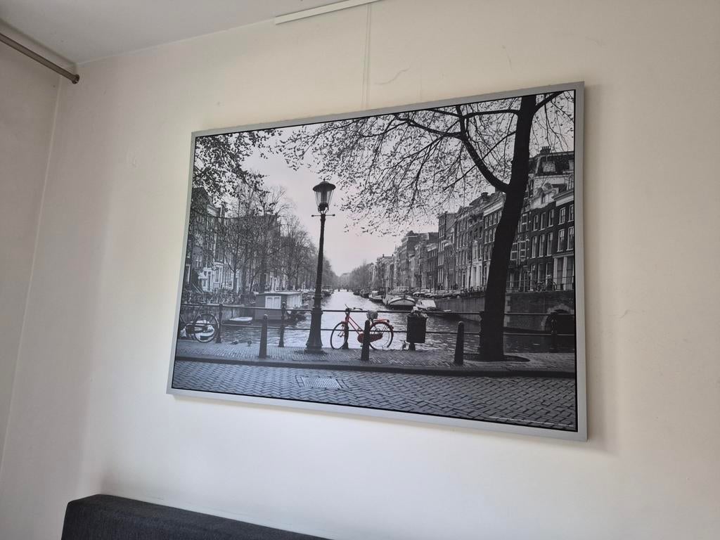 Amsterdam Gracht Canvas Schilderij Poster 140x100cm, Ophalen