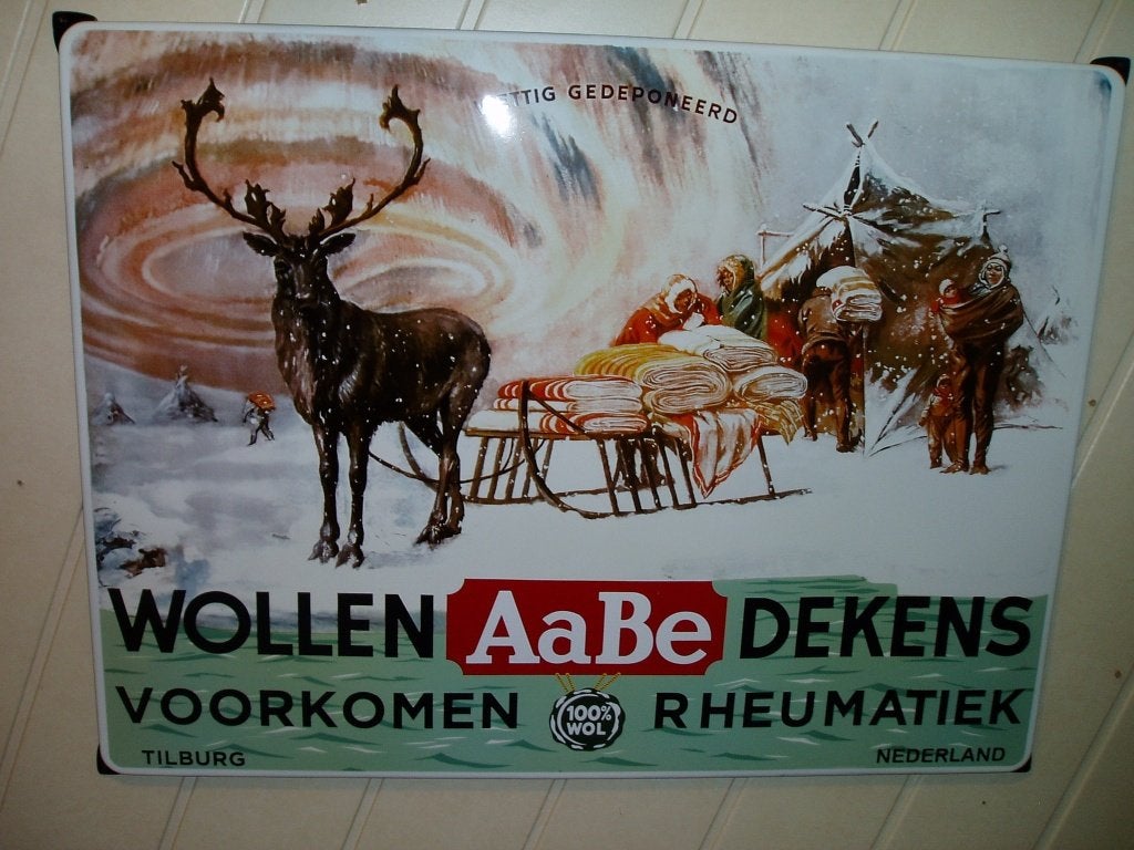 Wollen Aabe Dekens Emaille, Ophalen, Gebruikt, Reclamebord