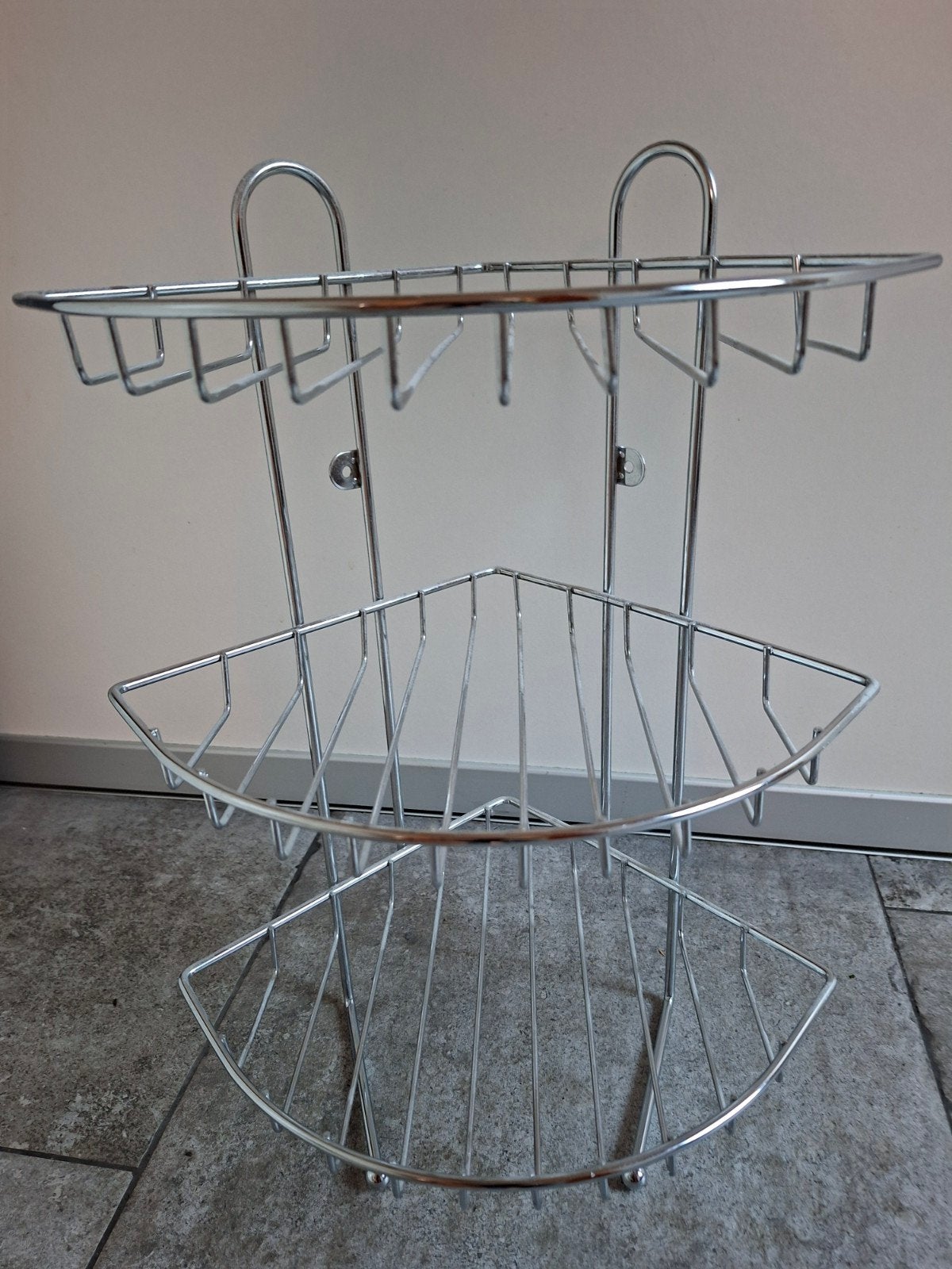 klein Verchroomd 3-laags hoekrek voor badkamer of douche