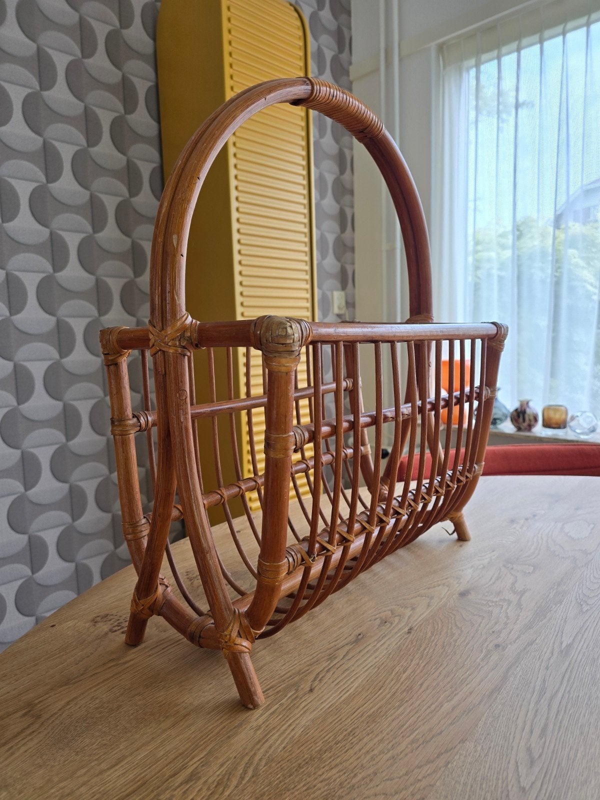 Vintage Rotan Lectuurbak – Jaren '60 Boho Design, Ophalen of Verzenden