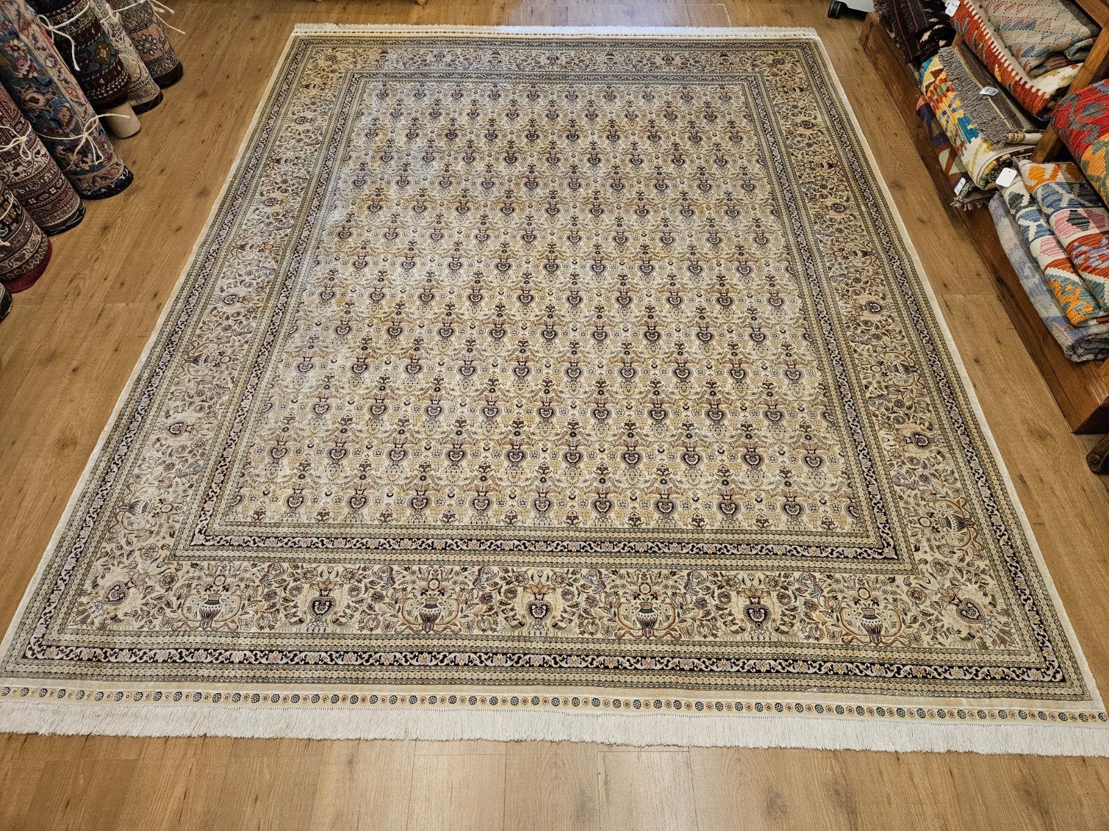 Vintage handgeknoopt oosters tapijt hereke zijde 320x249, Info@SlatsAntiek.nl, Tweedehands, Perzisch, 200 cm of meer