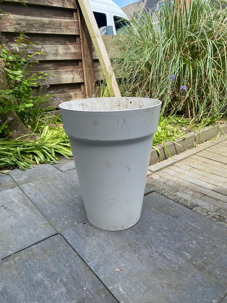 Wit bloempot elho Hoog  36 cm, Ophalen, Kunststof, Rond, Zo goed als nieuw