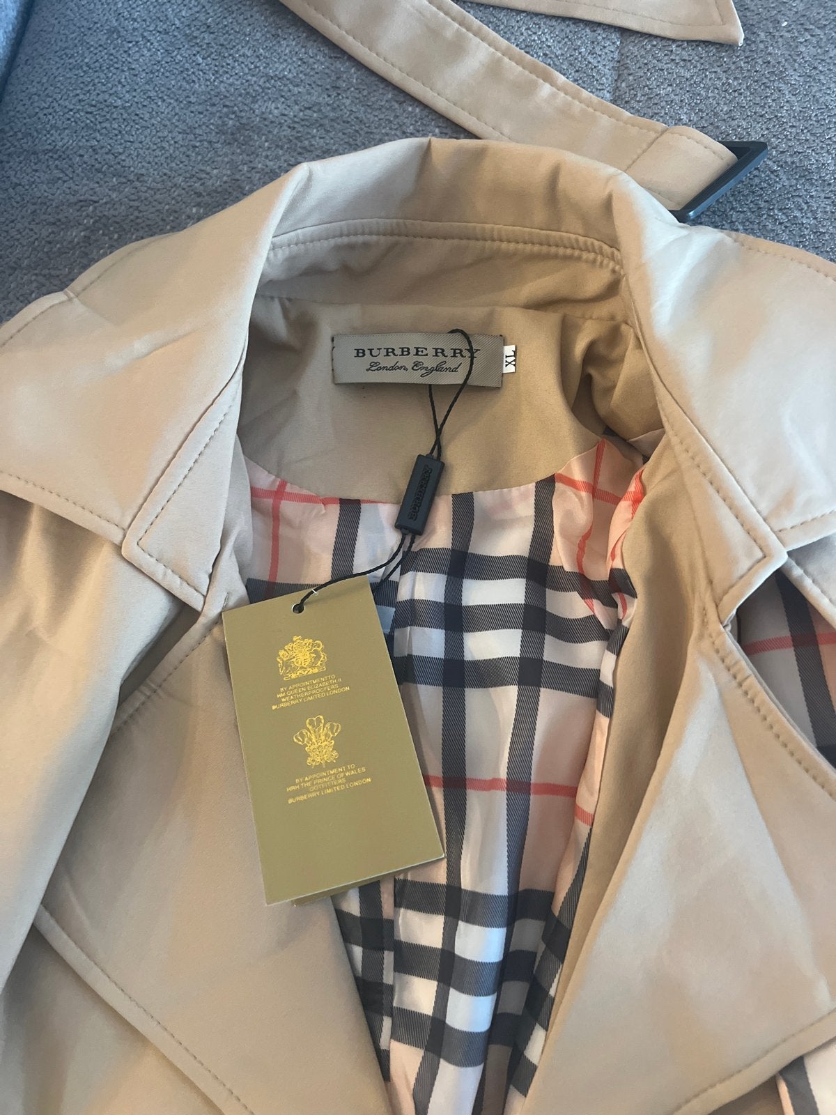 Burberry trenchcoat beige met ruitpatroon, maat XL, Ophalen of Verzenden, Nieuw, Maat 38/40 (M), Beige