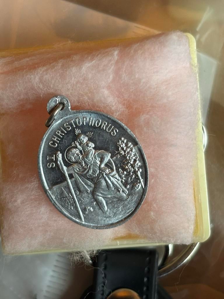 Christoffel medaille jaren '50 - Zilverkleurig, Sieraden, Tassen en Uiterlijk, Kettinghangers, Nieuw, Overige materialen, Zilver