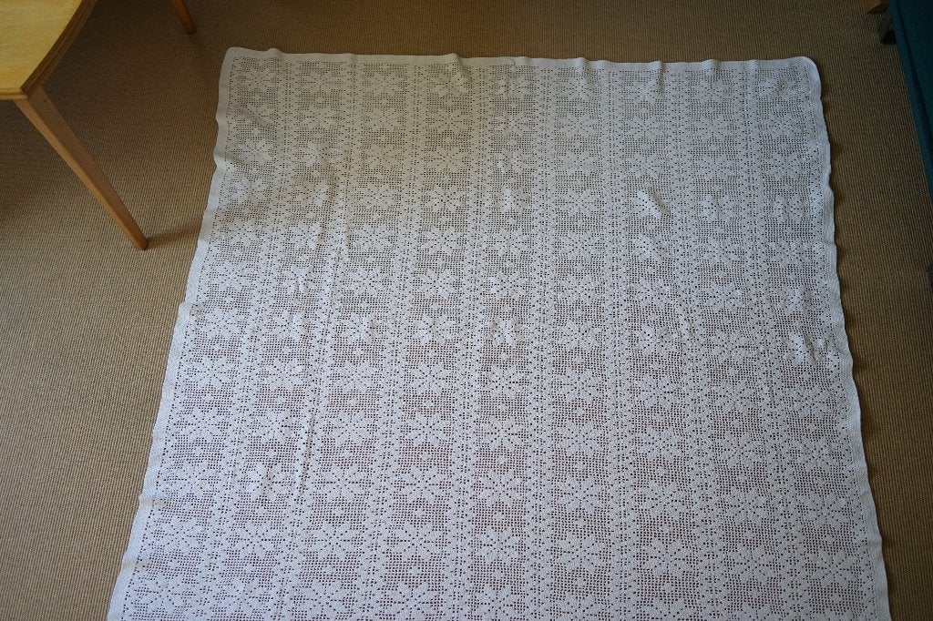 vintage wit 100% katoen gehaakt sprei zware kwaliteit., Huis en Inrichting, Woonaccessoires | Plaids en Woondekens, Katoen, 185 cm