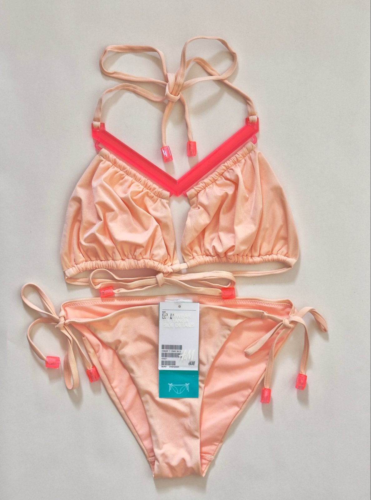 Nieuwe H&M Bikini - Perzik met Neon Details, Verzenden, Nieuw, Overige kleuren, Bikini