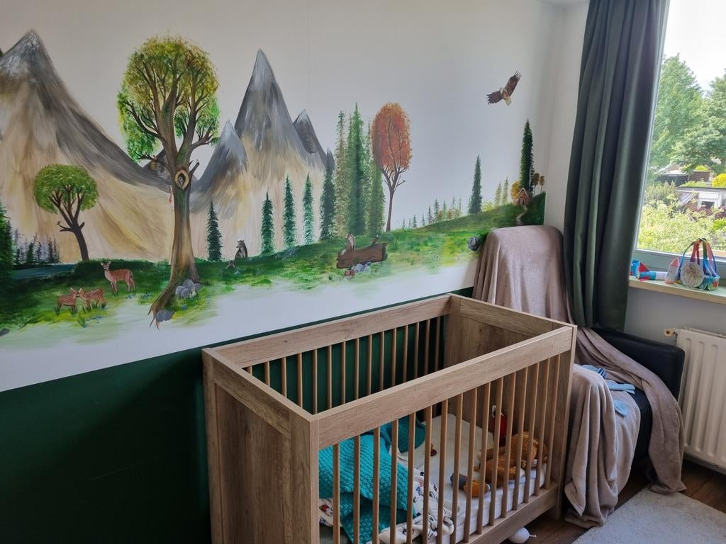 Kidsmill babykamer Brent (ledikant, commode, kast, plank), Kinderen en Baby's, Kinderkamer | Complete kinderkamers, Ophalen, Zo goed als nieuw