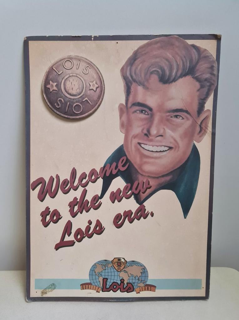 Lois Jeans spijkerbroeken reclamebord karton display uniek, Verzamelen, Ophalen, Gebruikt, Reclamebord