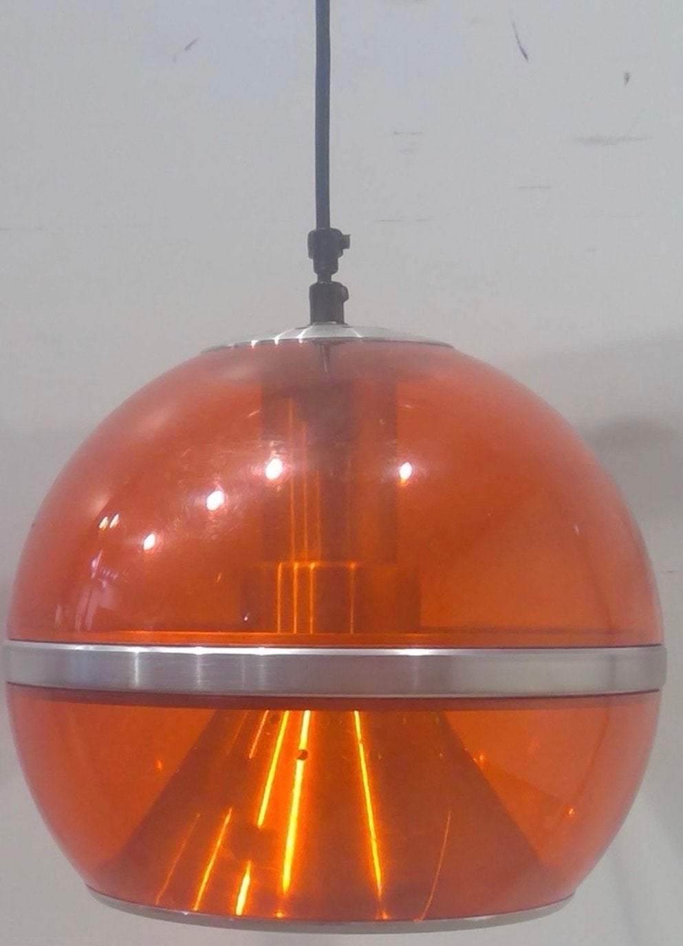 Vintage Dijkstra Space Age hanglamp, oranje, jaren '70, Ophalen, Gebruikt, Kunststof, Minder dan 50 cm