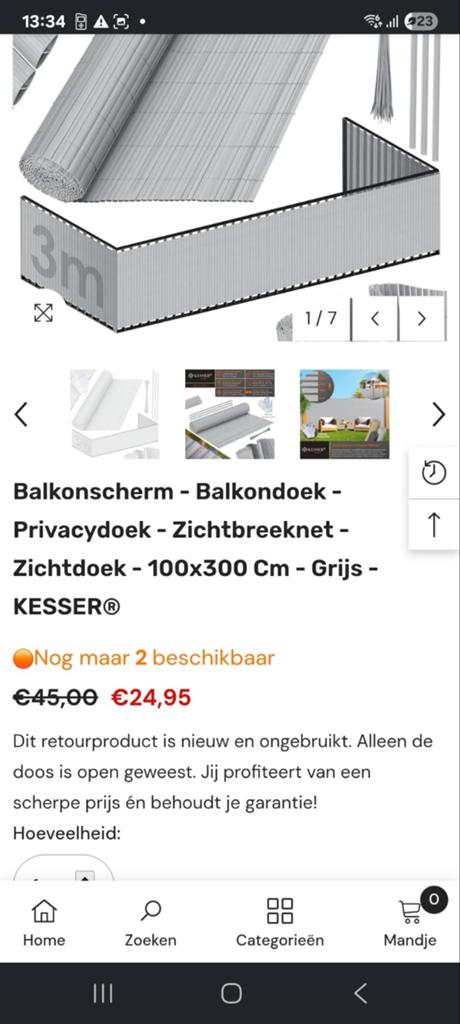 Afscheidingsmatten, Caravans en Kamperen, Ophalen