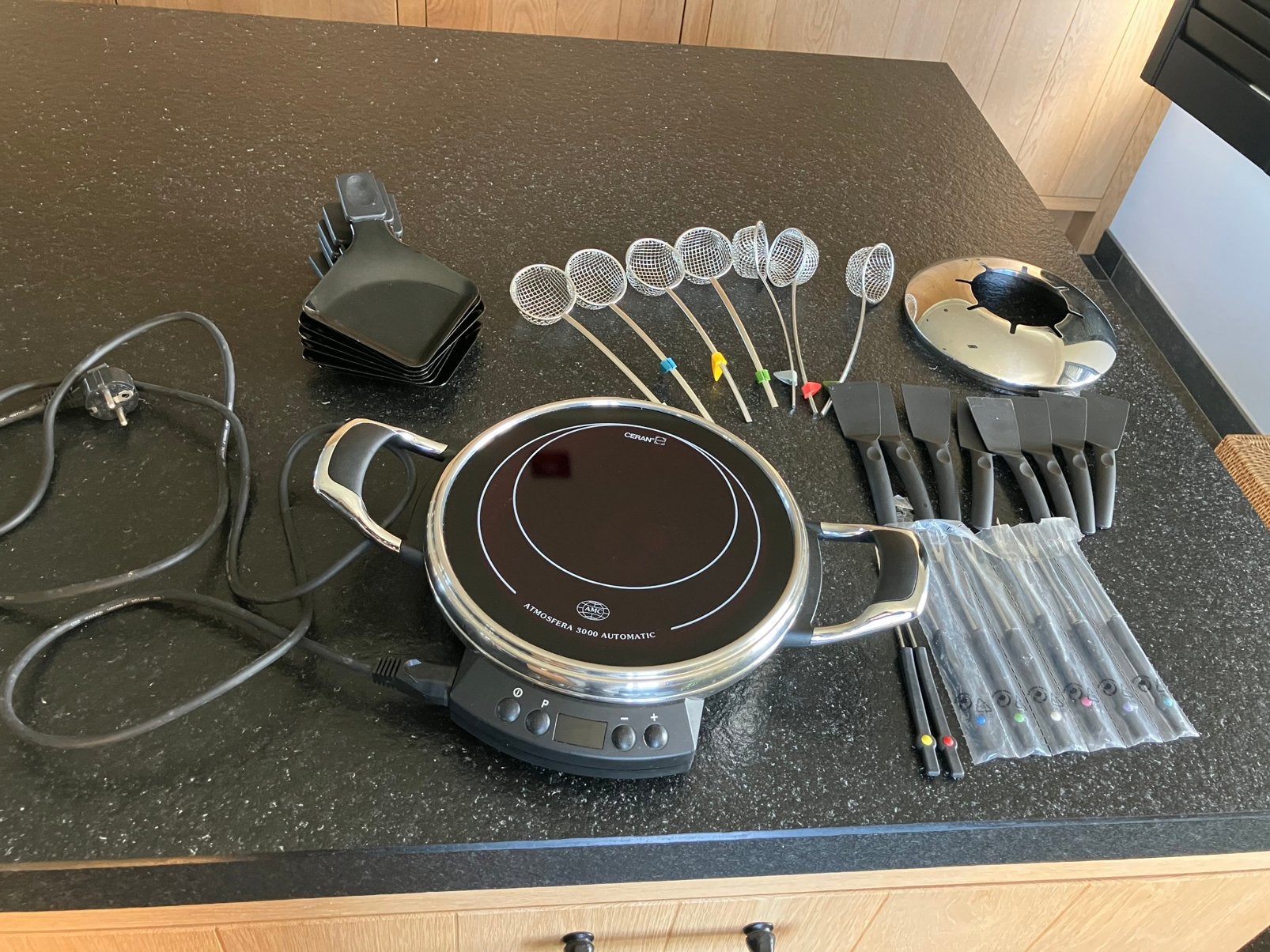 AMC atmosfera met complete gourmet set, Ophalen of Verzenden, Zo goed als nieuw, Rvs, Keramische plaat