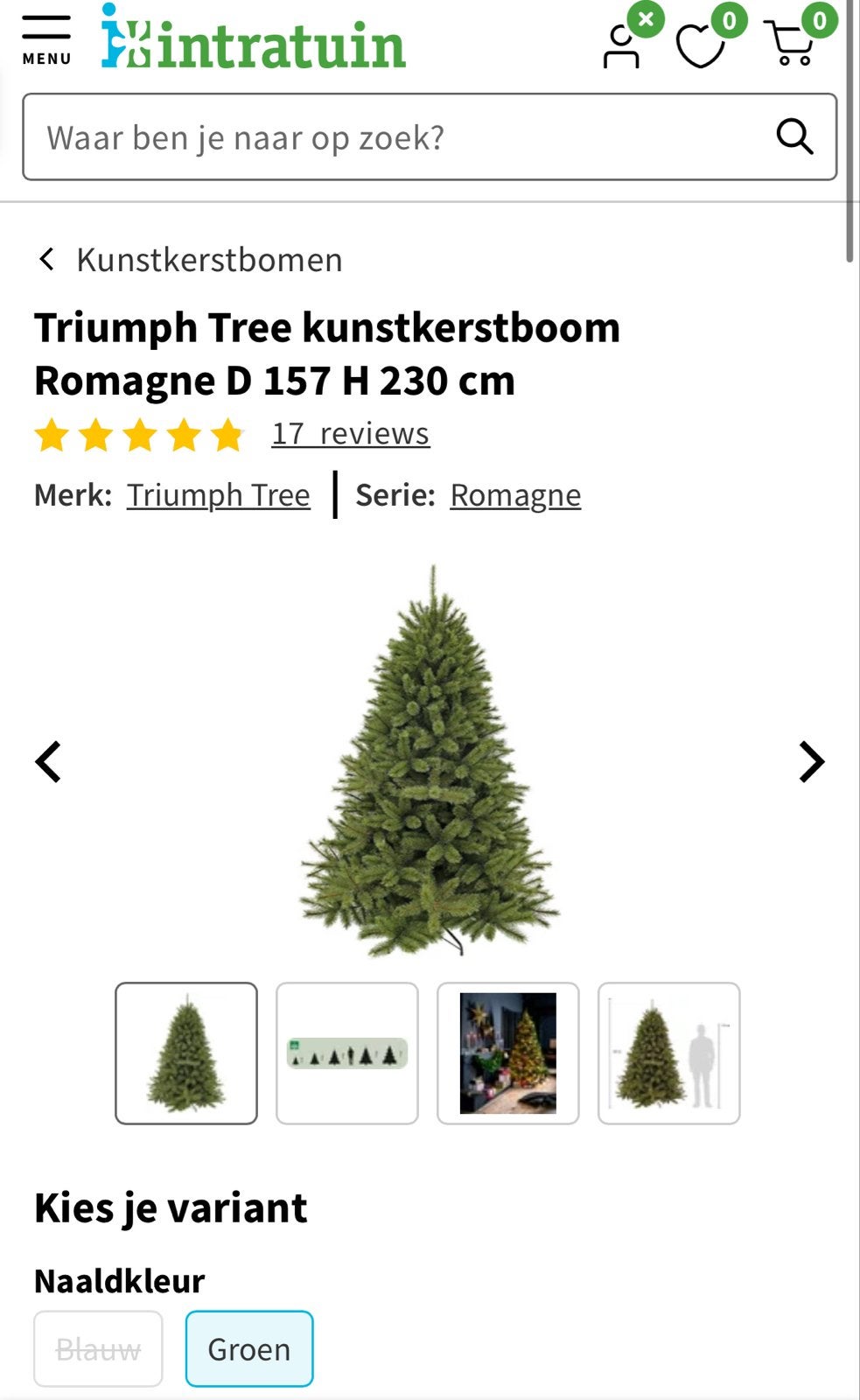 Kerstboom Romagne Groen Intratuin, Diversen, Ophalen, Nieuw