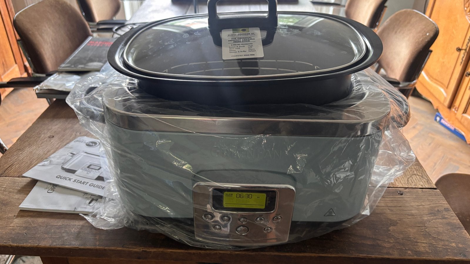 GreenPan Slowcooker Blue Haze 6L CC005315-001 PFAS vrij, Witgoed en Apparatuur, Slowcookers, Ophalen of Verzenden, Nieuw