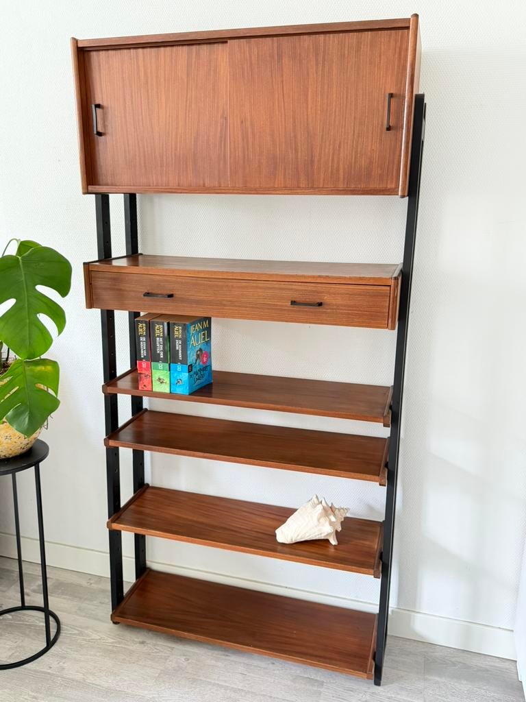 Vintage modulair wandsysteem Simply Lux | wandkast | teak, Ophalen, Gebruikt, Met deur(en), 50 tot 100 cm